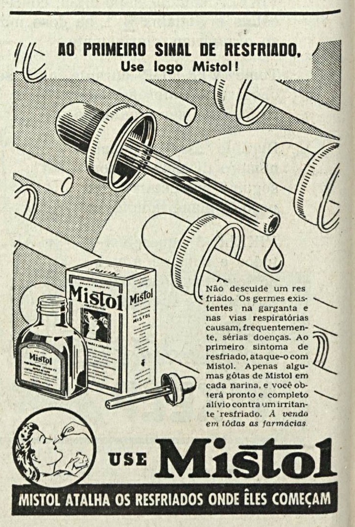 Campanha do medicamento Mistol veiculado em 1946 para combater sintomas gripais