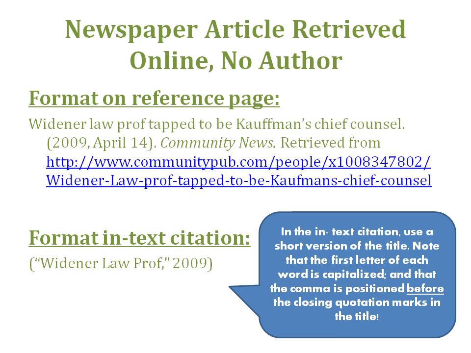 Writing In The Behavioral Sciences How To Reference A Newspaper Article Retrieved Online