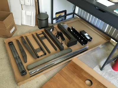 Entire desk frame prior to assembly