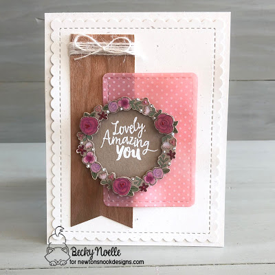 Lovely Amazing You by Becky features Happy Little Thoughts and Frames & Flags by Newton's Nook Designs; #newtonsnook