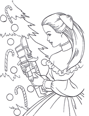 Free Barbie Christmas celebration Coloring Page for Children