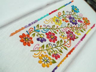 Stunning embroidery border design suitable for clothing, linens, or home decor accents