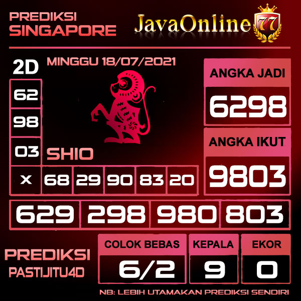 PREDIKSI SINGAPORE PASTI JITU MINGGU 18 JULI 2021