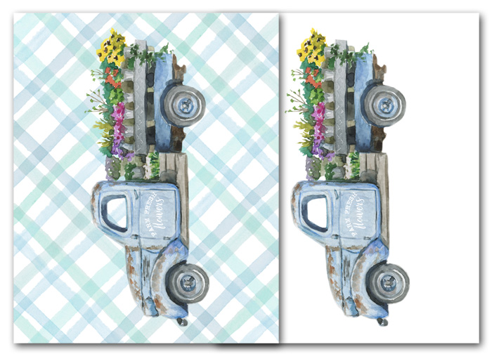 Printable Truck with Flowers