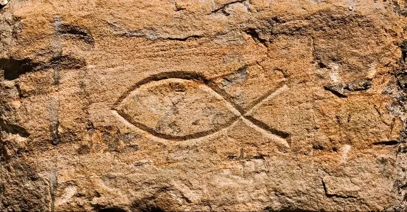 Early Christian symbol carved on  cave wall