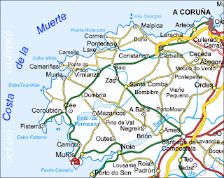 Situación de Casa O Portiño, alquiler vacacional, turismo en la ría de Muros y Noia, La Coruña, Galicia