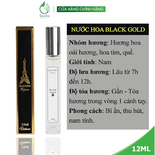  Nước hoa nam Suziko Black Gold dạng xịt. Nước hoa mini nam tính, gợi cảm, thu hút 12ml