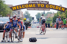 Welcome to Golden Colorado sign bike race