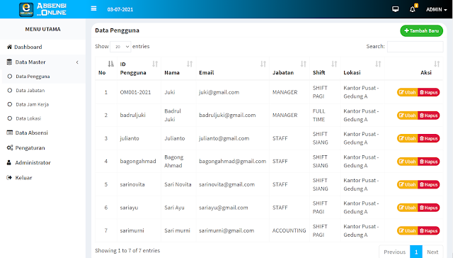 source code absensi wajah dengan php