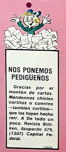 De Todo un Poco, Oscar Fernandez, juegos, trabalenguas, adivinanzas, Laura Devetach, Revista Billiken, decada del 80, 1980