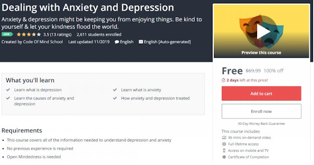 [100% Off] Dealing with Anxiety and Depression| Worth 69,99$