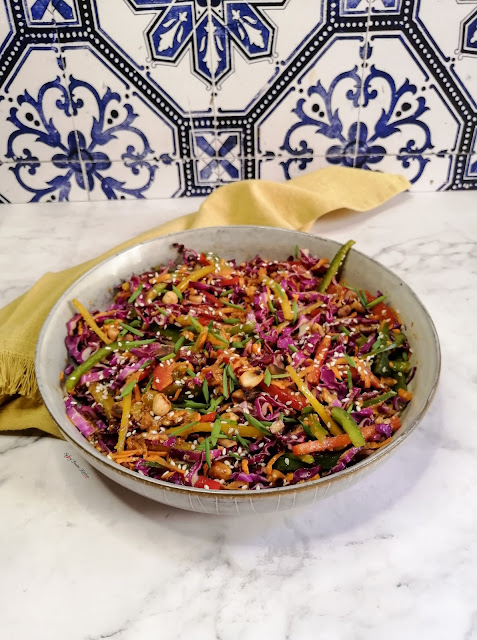 Asian Slaw, slaw, slaw recipe, side dish, salad, peanuts, peanut salad, vegetables, side salad, side coleslaw, food, food blogger, food photography, food pictures, quick recipe, spicy fusion kitchen, botswana