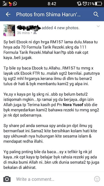 Luahan Seorang Pembaca Buku Ebook 111 Formula Tarik Rezeki