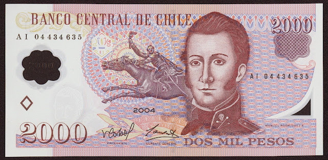 Chile Banknotes 2000 Pesos banknote 2004 Manuel Rodriguez Erdoyza