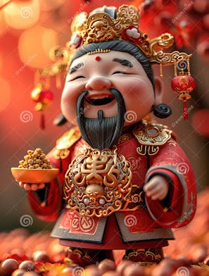 Cute Chinese God of Wealth