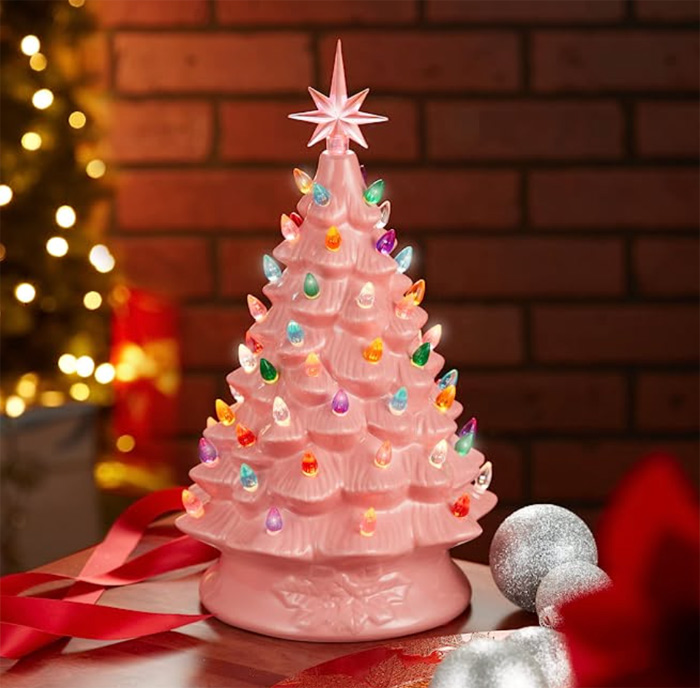 Pink Ceramic Christmas Tree