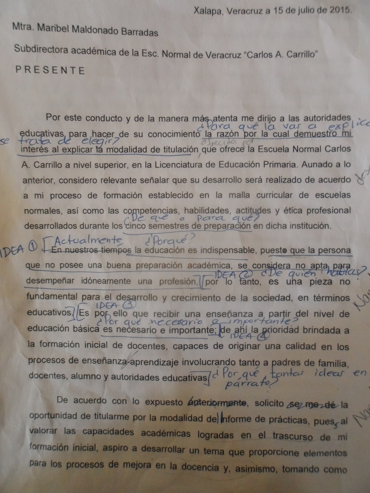 PORTAFOLIO DE EVIDENCIAS: Carta de exposición de motivos