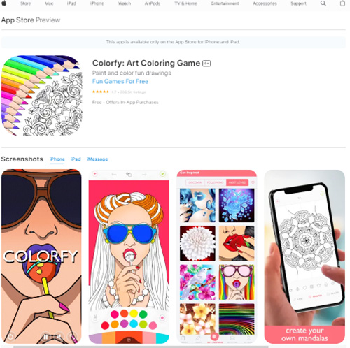 Colorfy: Coloring Book Games - App Sách tô màu vui nhộn b1