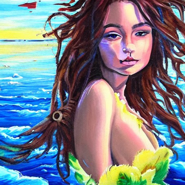 ART GALLERY - Art Drawing Girl in The Ocean Wallpaper HD
