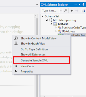 Generate Sample XML From XSD Using Visual Studio 2012