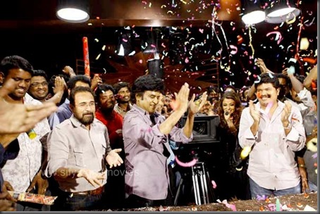 Rajinikanth, Aishwarya and Shankar at the Enthiren party1