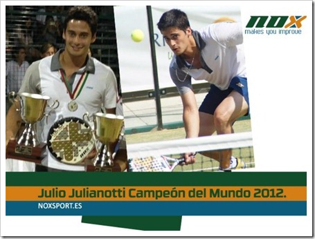 El jugador brasileño Julio Julianotti del TEAM NOX campeón del Mundo Open de Pádel 2012.