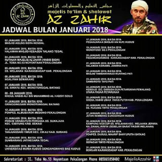 Jadwal Az Zahir Bulan Januari 2018 Lengkap Terbaru