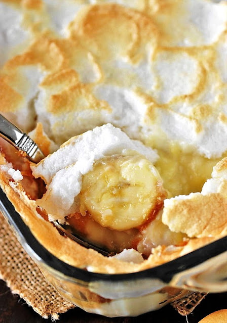 Close-Up of Scooping Old-Fashioned Banana Pudding from Scratch with a Spoon Image