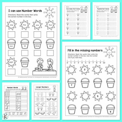 free summer kindergarten math worksheets