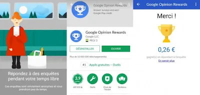 Google Opinion Rewards application Android /iOS pour gagner de l’argent