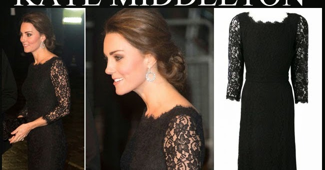 Kate Middleton Wearing Black Lace Dress