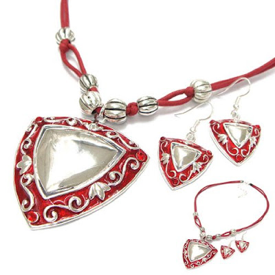 Wholesale Fashion Jewelry --- Red Alloy Jewelry Set for New Year