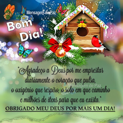 “Agradeço a Deus por me emprestar  diariamente o coração que pulsa,  o oxigênio que respiro, o solo em que caminho  e milhões de itens para que eu exista.” OBRIGADO MEU DEUS POR MAIS UM DIA!