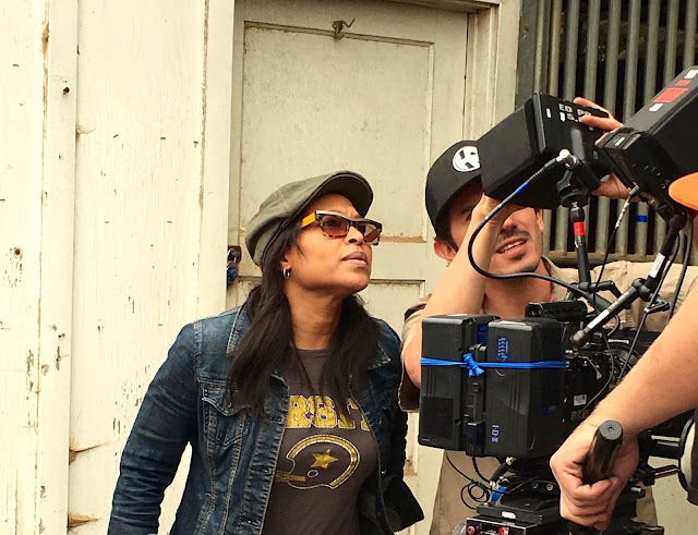 Jade Jenise Dixon on set with cinematographer