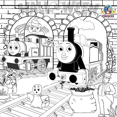 Halloween fun ideas Thomas the tank engine Rosie and Lady coloring Trick or Treat pictures for girls