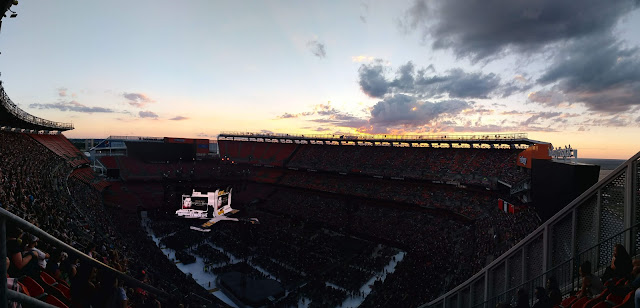 Cleveland Browns Stadium at sunset