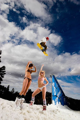 Bikini snow skiing