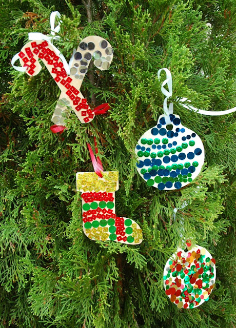 Sequin Christmas Ornament Craft For Preschool Kids