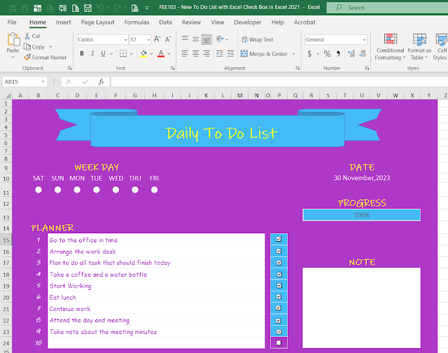 Checklist in excel template free download