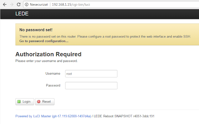 OpenWrt LuCI login screen