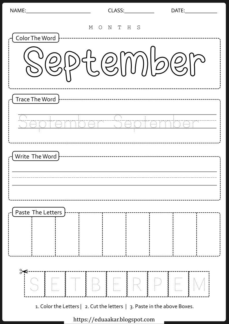 Month Worksheet - September
