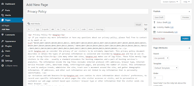 Tutorial Cara Membuat Privacy Policy Blog Terbaru