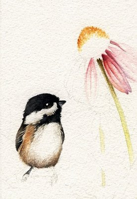 chickadee watercolour painting