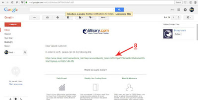 Email konfirmasi dari Binary.com