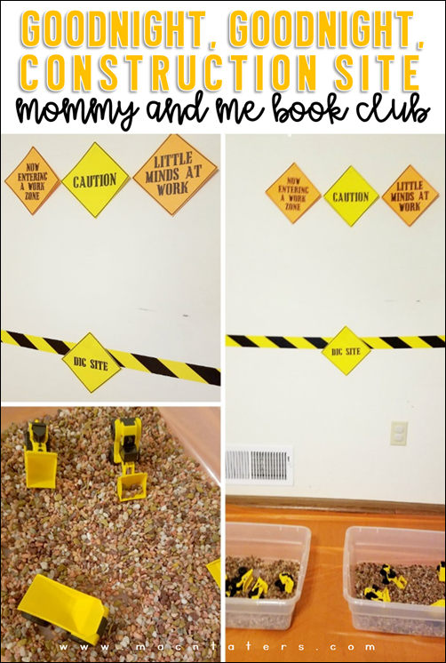 Dig Site Rock and Construction Vehicle Sensory Bin: Goodnight Goodnight Construction Site Mommy and Me Book Club