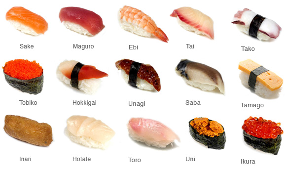 Different Types of Nigiri Sushi