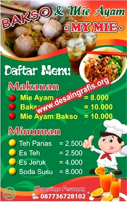  Desain  Banner  Bakso dan Mie  Ayam  cdr  Kumpulan Desain  