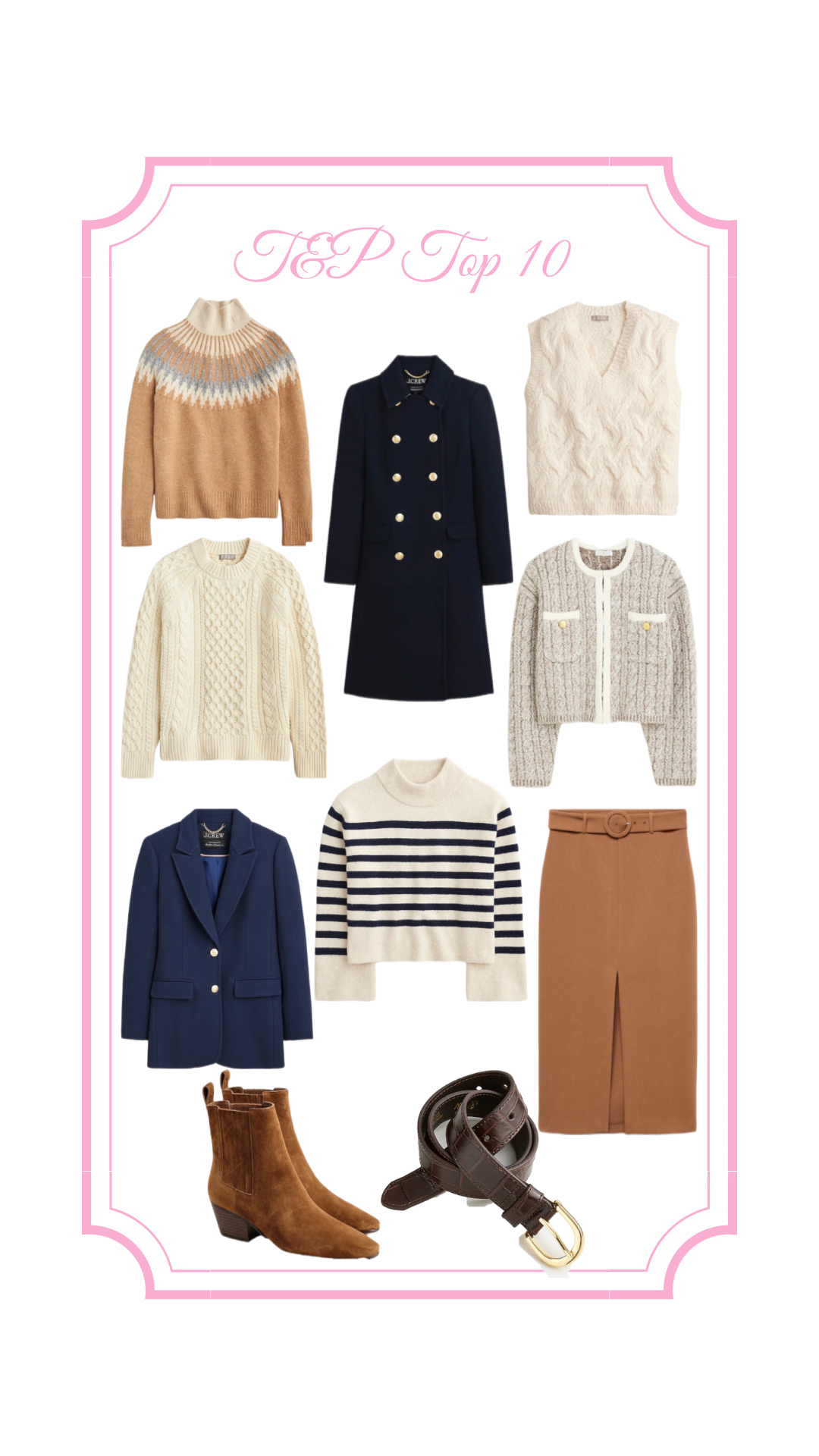 T&P's Top 10 of the Week | No. 74 | Striped Sweater, Classic Winter Coat, Fair Isle, Cable Knit Sweater & Browns