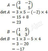 Menentukan determinan matriks A dan matriks B
