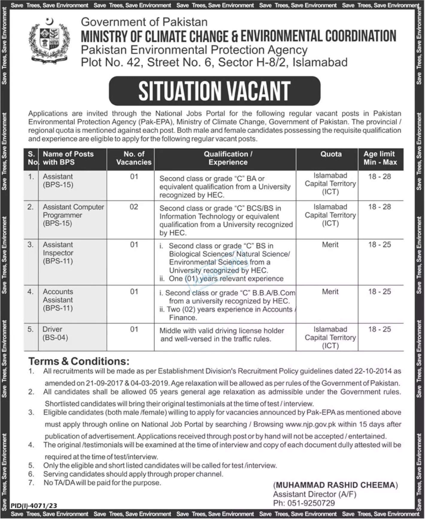 Ministry of Climate Change Jobs 2024 - Latest Advertisement